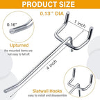 Shimeyao 100 Pcs Peg Board Shelving Hooks Stainless Steel Hanging Board Pegs Wall Display Hooks Bulk for 1/8 1/4 Garage Storage Organizer Accessories(4 Inch,Silver)