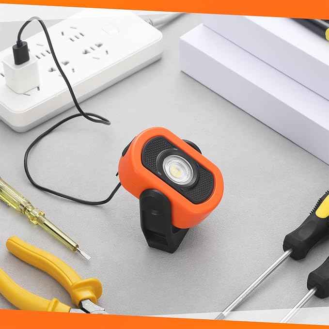 Retisee 3 Pcs 720 Lumens Magnetic Work Light USB Rechargeable LED Flashlight Portable Inspection Light for Car Repair Emergency Lighting Mechanics Workshop (Orange)