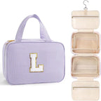 TOPEAST Travel Toiletry Bag Initial Makeup Bag for Teen Girls - Birthday Gifts for 7 8 9 10 11 12 13 14 15 16 17 18 Year Old Girls, Teen Girl Gifts Trendy Stuff - Letter L, Purple