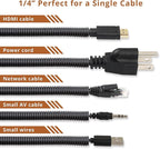 ZhiYo 20FT 1/4” Wire Loom Split Tubing Auto Wire Conduit Flexible Cover | High Temperature Heat Resistant -40F to 257F | Plastic Cover for Electrical Wires & Cables, Black