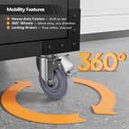 VINGLI Large Garage Storage Cabinet with 4 Doors, Upgraded Height & Wide & Deep, 43''W x 23''D x 75''H, Oversized Metal Storage Cabinet with Pegboards Wheels Locks and Adjustable Shelves (Black)