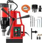 1550W Magnetic Drill Press, 500RPM Portable Mag Drill Press with 2 Inch Boring Diameter, 10-Speed Core Drilling Machine, Single Track Electric Drilling Tool for Metal Working, Industrial