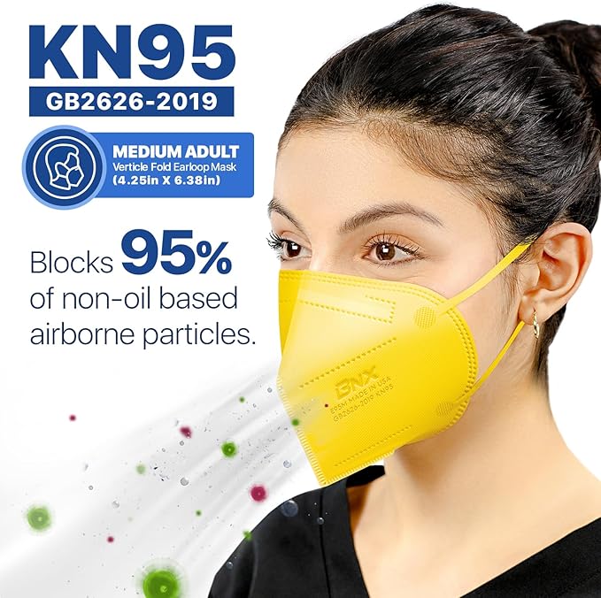 BNX KN95 Face Masks Made in USA (Adult Large, Adult Medium, Kids Small) (Earloop) (Model: E95/E95M/E95S)