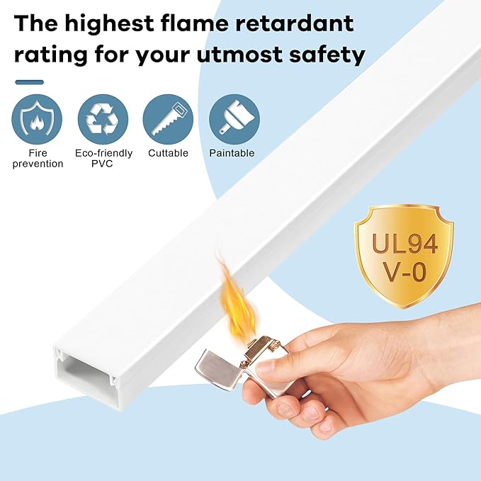 Cord Covers for Wires on Wall Extra-Long, 13.12ft TV Cord Hider Kit, Paintable Cable Management Concealer, White Cord Raceway Channel, 4 x L39in x W0.95in x H0.55in