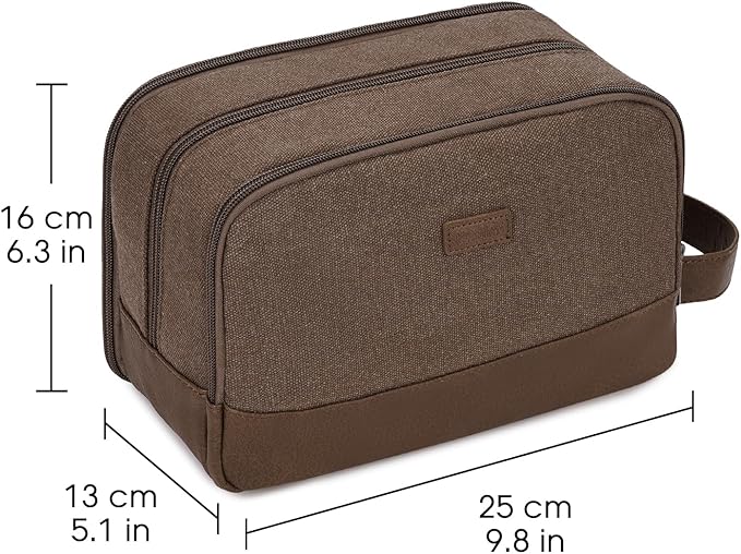 WANDF Travel Toiletry Bag for Men Large Toiletries Shaving Bag Water Resistant Hanging Dopp Kit Travel Accessories Bag for Women Men (Brown)