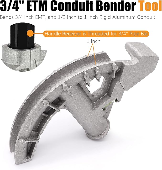 Conduit Bender Tool for 3/4inch EMT and 1/2 inch Rigid Pipes for Stub-Ups,Offsets,Back-to-Back(Aluminum)