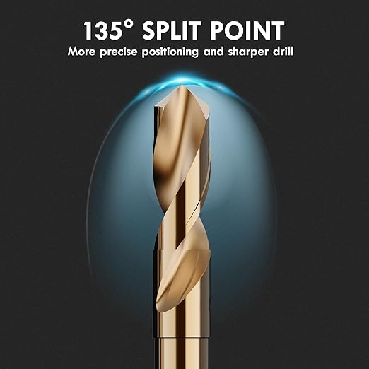 1" Cobalt Drill Bit Set - 6Inch Length, M35 High Speed Steel Jobber Length Drill Bit Kit for Hardened Metal, Stainless Steel, Cast Iron, Wood and Plastic, with Index Storage Case