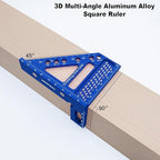 3D Multi-Angle Aluminum Alloy Woodworking Square Ruler, 22.5-90 Degree Protractor, High Precision Miter Triangle Ruler for Engineers, Carpenters, and Craftsmen