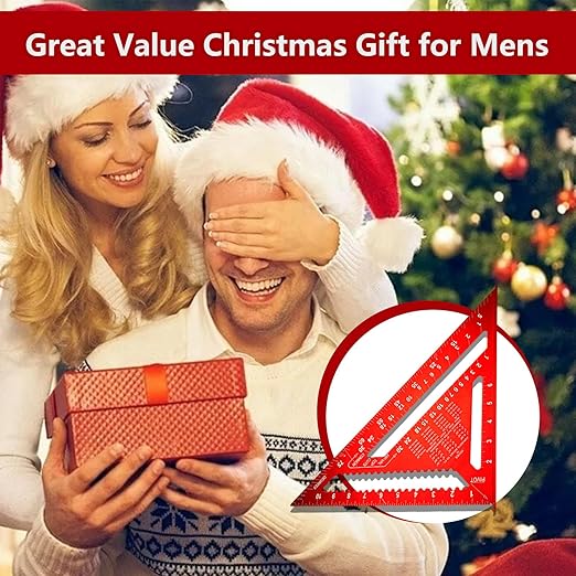 Carpenter Square 12 Inch, Aluminum Rafter Square Carpenter for Woodworking, Sturdy Angle Drawing Measuring Ruler, Layout Tool Alloy Triangle Ruler Protractor for Carpentry, Red