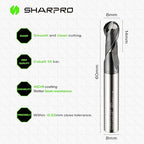 Carbide Ball Nose End Mill 2 Flute 8mm SHK. 8mm Cutting Dia. 3D Carving, High-Speed and Deep Cutting, AlCrN Coated, Apply for Alloy Steel, Stainless Steel and Various Cast Iron.