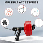 Upgrade Plumbing Snake Drain Auger,25 FT Automatic Retract Drain Snake with Dual Mode,Professinal Drain Clog Remover,Flexible Snake Drain Hair Remover Tool for Bathroom Shower Sink Kitchen