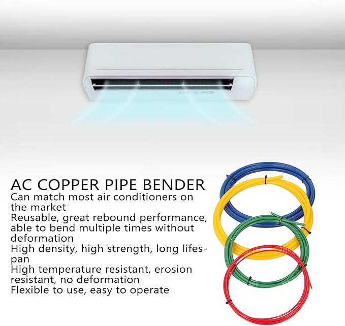 Spring Tube Benders, 4 Pcs 4 meter 1/4in, 3/8in, 1/2in, 5/8in Conditioning Copper Tubing Benders Spring, PE AC Tube Bending Tool Tube Bender Set for Soft Copper Brass Aluminum Thin Steel Tube