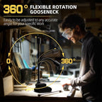 LED Work Light, 5000mAh Magnetic Gooseneck Light Rechargeable, 2000 Lumen 360°Flexible Mechanic Lamp with Hook, Job Site Lights for Men, Work Bench, Auto-Repairing, Emergency, Power Outage