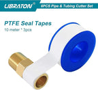 Libraton Pex Cutter 1-1/4", Pex Pipe Cutter, PEX Tube Cutter 1/8" to 7/8", PEX Pipe Cutting Tools for PEX, PVC (Thin), PPR Plastic, Extra PTFE Seal Tapes 400"