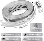 Hose Clamps 10FT Strap+10 Fasteners,DIY Cut-To-Fit 304 Stainless Steel Adjustable Large Worm Gear Band Clamp Assortment Kit,Metal Screw Fasteners and Strapping for Pipe,Duct,Pole,Tube