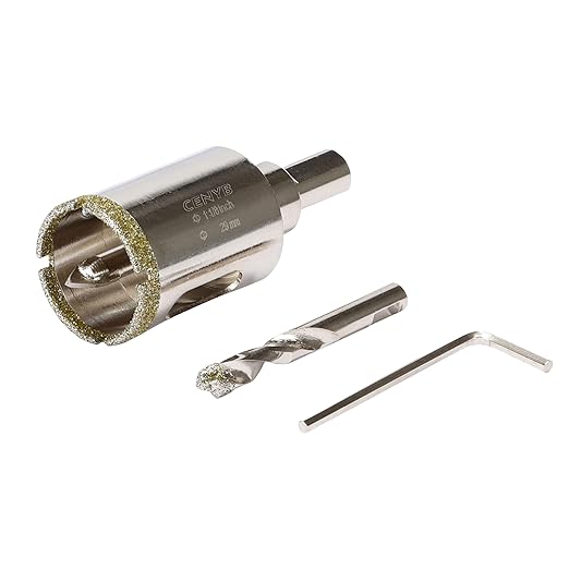 1-1/8inch | 29mm Diamond Hole Saw with Center Drill bit and Diamond-Coated Center Drill bit for Ceramic Glass Marble Fiberglass Granite and Porcelain Tiles by CENYB