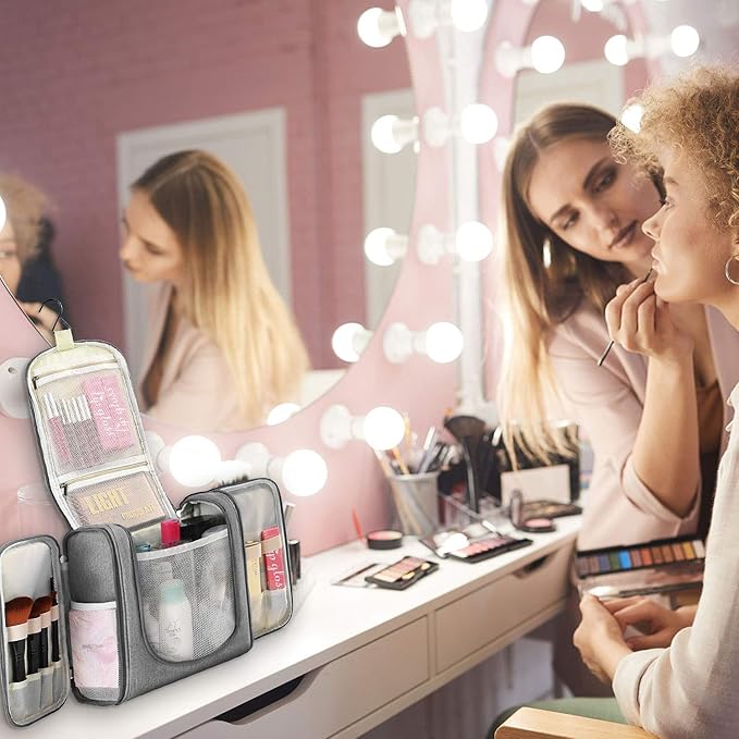 Hanging Toiletry Bag Extra Large Capacity | Premium Travel Organizer Bags For Men And Women | Durable Waterproof Nylon Bathroom, Shower, Makeup Bag For Toiletries, Cosmetics, Brushes