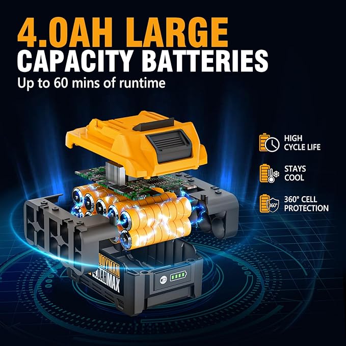 Alloyman 1/2 inch Cordless Impact Wrench, (750 N.m) 555 Ft-lbs Hight Torque Electric Impact Gun,20V Power Impact Driver, Brushless Motor 2000 RPM, 6 Sockets,3 Extension Bars, 4.0AH Li-ion Battery