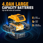 Alloyman 1/2 inch Cordless Impact Wrench, (750 N.m) 555 Ft-lbs Hight Torque Electric Impact Gun,20V Power Impact Driver, Brushless Motor 2000 RPM, 6 Sockets,3 Extension Bars, 4.0AH Li-ion Battery