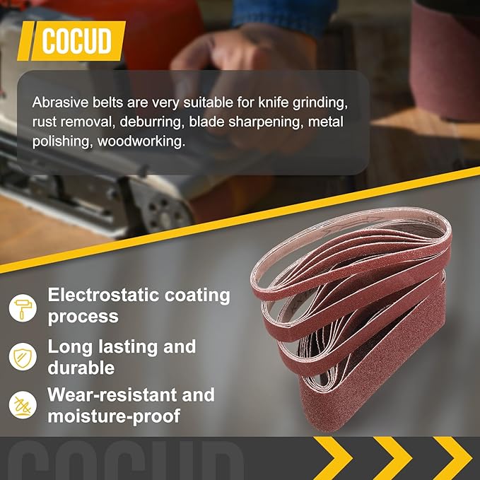 1-1/2 x 30 Inch Sanding Belt, 20 Pcs 60 Grit Knife Sharpener Belts Work Sharpening for Belt Sander Knife Carving Tool Metal Working