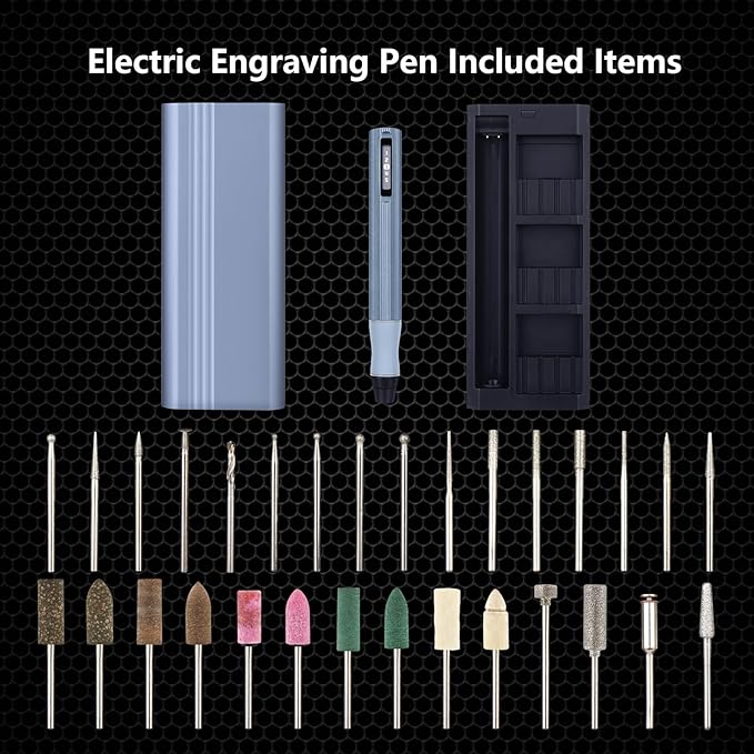 Electric Cordless Rotary Tool, Engraving Pen with 30 Engraving Bits, 5 Speed Level Adjustable, OLED Screen Display Speed and Power, Big Power No Core Motor