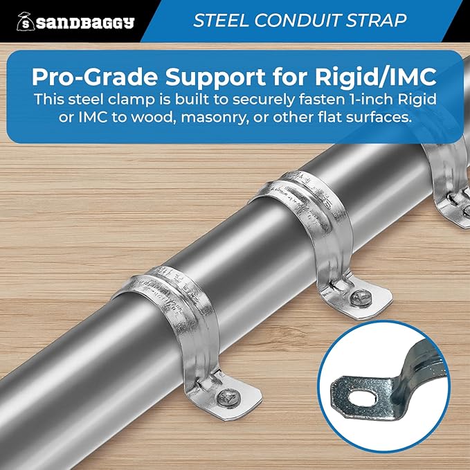 1-Inch One-Hole Conduit Strap | Steel Clamp for Rigid/IMC - Sandbaggy (1 inch, 10, Count)