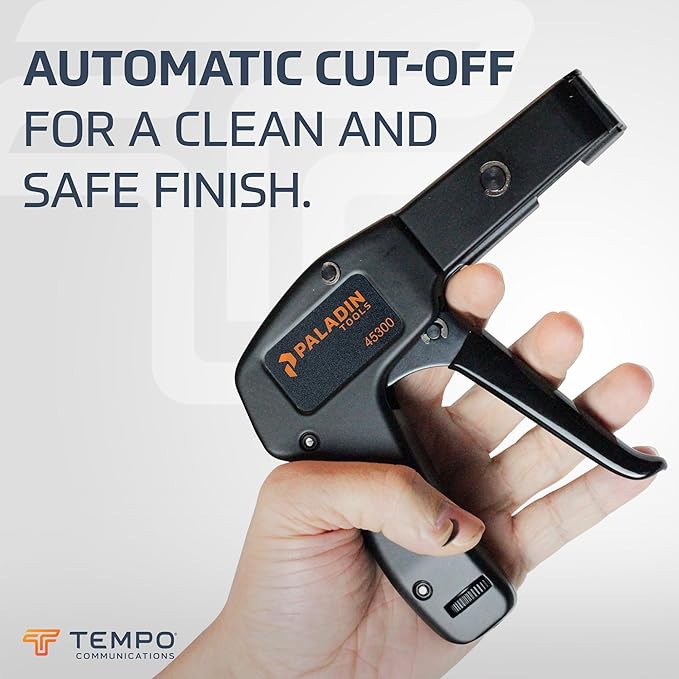 Paladin Tools PA45300 Stainless Steel Cable Tie Gun, Ergonomic Heavy Duty Zip Tie Gun Tool, Cut-off 5/65” to 1/4” Zip Ties (USA Quality Control)