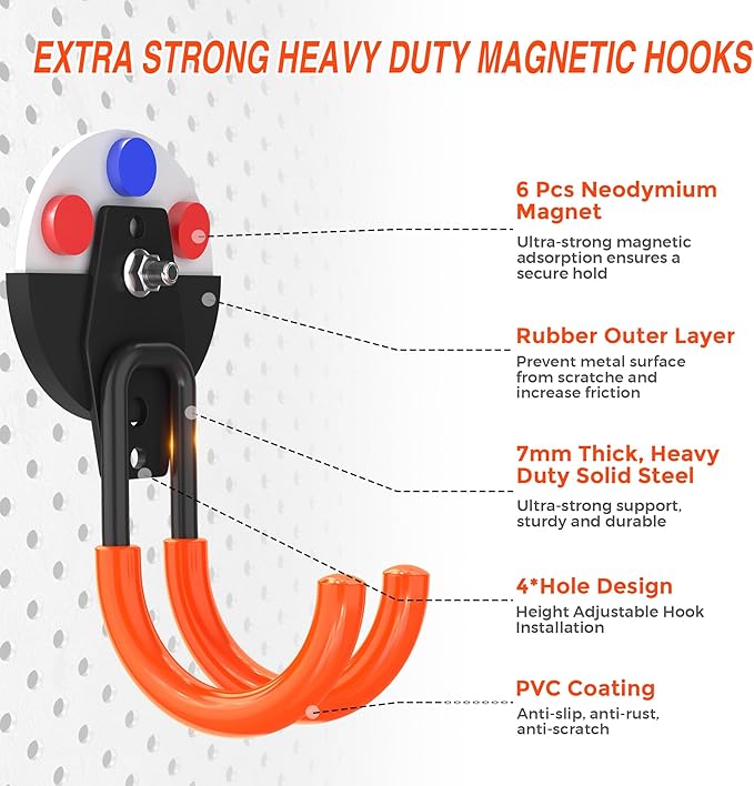 Strong Magnetic Hooks Heavy Duty, 2.6in Neodymium Magnets With Hooks For Hanging, Magnetic Tool Holder, Large Magnetic Storage Utility Hook For Cruise Cabins, Refrigerator, Garage,Outdoor Garden