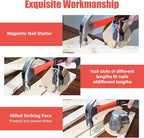 Upgrades 16oz & 8oz Claw Hammer Set with Magnetic Nail Holder, Non-Slip Grip, Dual Nail Grooves Ergonomic Handle for Precision & Safety