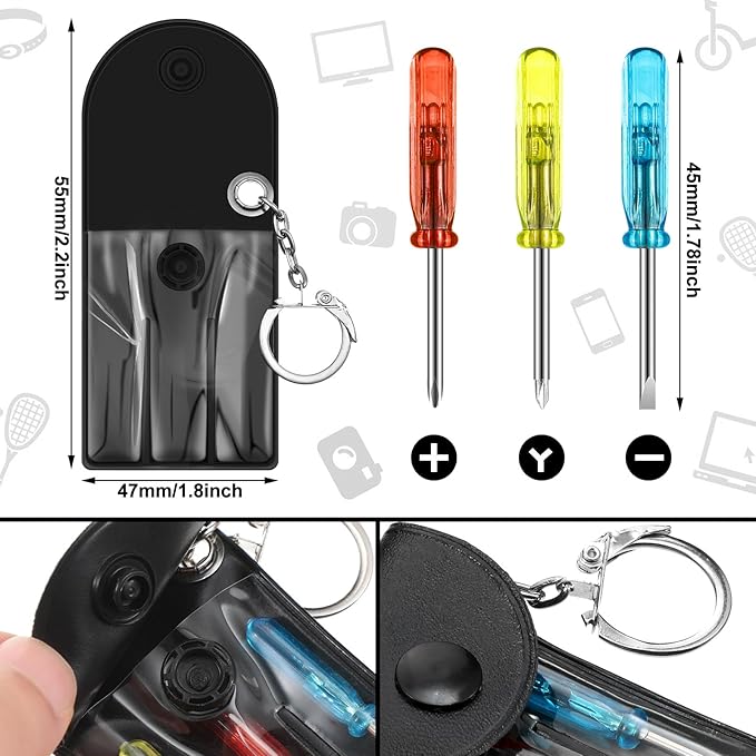144 Pcs Mini Tape Screwdriver Keychain Set Christmas Men Gifts Bulk Adult Party Favors Multitool Pen Card Tool Measuring Keychains Stocking Christmas Stuffers for Men Dad (Multicolor)
