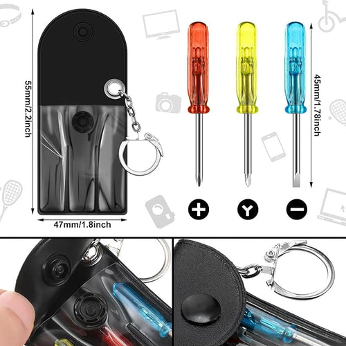 144 Pcs Mini Tape Screwdriver Keychain Set Christmas Men Gifts Bulk Adult Party Favors Multitool Pen Card Tool Measuring Keychains Stocking Christmas Stuffers for Men Dad (Multicolor)