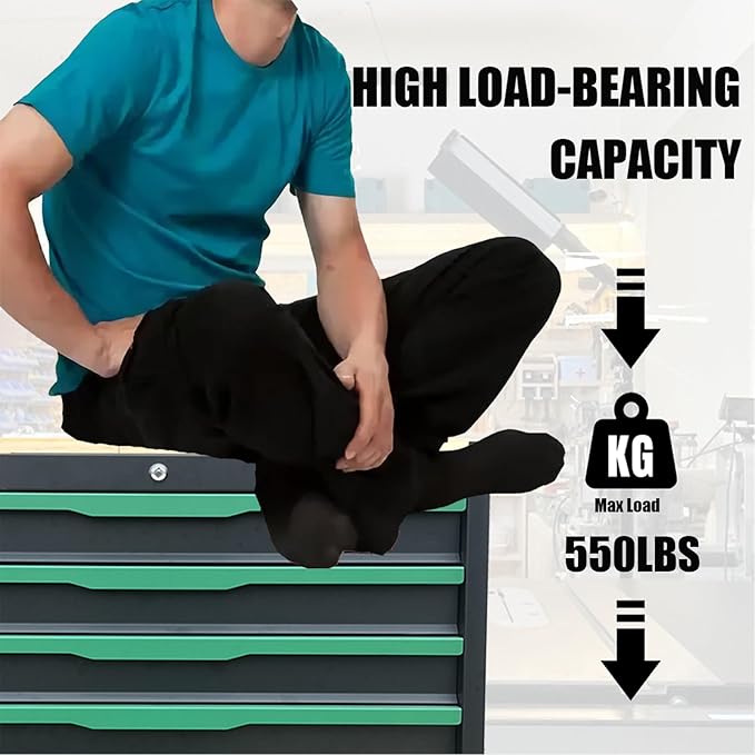 14-Drawers Rolling Tool Chest with Wood Workbench,Brake Casters,Lock & Key,Heavy-Duty Steel Tool Cabinet Storage, for Home,Garbge or Workshop Use (14 Drawers)