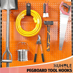 HUHOLE Double Arm Pegboard Hooks 4 Inch 10PC, Fit 1/4" Pegboard, Ideal Peg Board Tool Utility Hooks for Garage Organization, Wall Storage, Heavy Duty Tool Holder with Protecting Tip