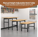 60'' Adjustable Workbench Table, Metal Tool Bench Work Bench for Garage, Large Load Capacity Workshop Table for Office,Workshop,Home, Easy Assembly