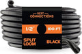 BEST CONNECTIONS (1/2" x 100 ft) Split Wire Loom Flex-Guard Convoluted Tubing Protective Split Cable Sleeves for Automotive Home Industrial Electrical Wires Chemical Resistant Conduit Black