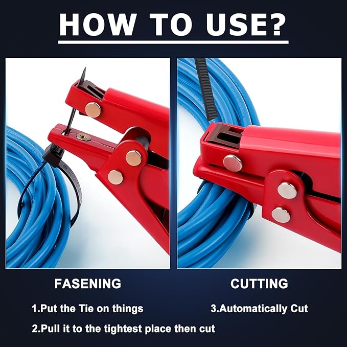 Zip Tie Tool, Zhushan Cutting Tool Fastening Cable Tie Tool with Adjustable Tension to Fasten and Cut Nylon Cable Tie