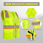 BeautyWill Custom Safety Vest Customized Logo Class 2 High Visibility Reflective Vest with Pockets Construction workwear