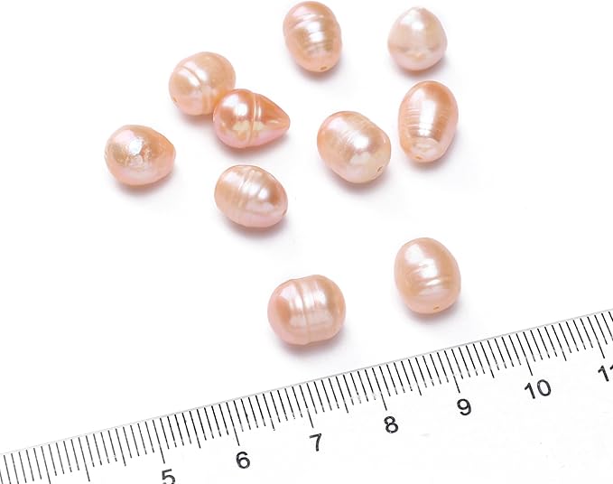 Natural Pearl Beads Rice 9-10mm Pink Freshwater Cultured Loose Gemstone Beads for DIY Jewelry Making 13.8''/Strand HQ
