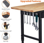 60" Work Bench, Heavy Duty Adjustable Height Table with Power Outlets, Portable Garage & Workshop Work Bench, 2000 LBS Capacity, Office, Home Use, Easy Assembly, Multipurpose Utility Table