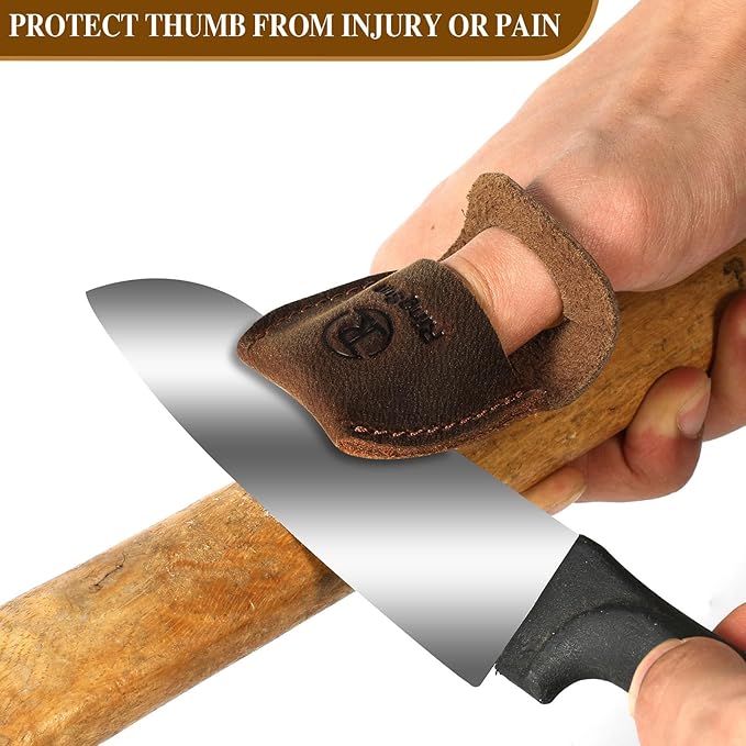 RingSun Thumb Guard Wood Carving Tools, Leather Finger Protector, Handmade Carpenter Working Carving Kit Accessories