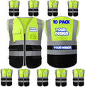 BeautyWill Custom Safety Vest Customized Logo Class 2 High Visibility Reflective Vest with Pockets Construction workwear