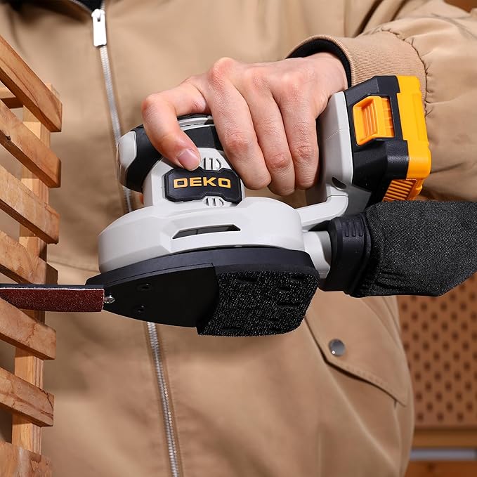 Cordless Detail Sander: DEKOPRO Multi-Function Mouse Sander Electric Sander Tool Palm Sanders with Dust Collector, 3 Additional Attachments&12pcs Sandpapers for Home Decoration