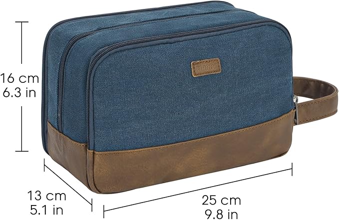 WANDF Travel Toiletry Bag for Men Large Toiletries Shaving Bag Water Resistant Hanging Dopp Kit Travel Accessories Bag for Women Men (Blue)