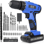 Jar-Owl 21V Cordless Drill, 350 in-lb Torque, 0-1350RMP Variable Speed, 10MM 3/8'' Keyless Chuck, 18+1 Clutch, 1.5Ah Li-Ion Battery & Charger for Home Tool Kit - Black & Blue