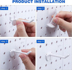 84 Pcs White Pegboard Hooks Plastic Straight Hook Fits 1/4" Pegboards Accessories Multiple Size Peg Board Hooks for Craft Storage Tool Room Kitchen Garage Organizer Tools Display