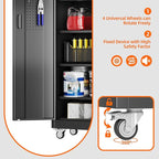 Garage Storage Cabinet with Wheels Pegboard and 5 Adjustable Shelves, 71'' x 32'' x 16''Metal Lockable Cabinet with Magnetic Doors,Tool Storage,Home Office Garage,Gym,School (Black)