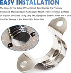 Nge 3/4inch Rigid Pipe Strap Clamp-Two Hole Strap-U Bracket Tube Clip-Stainless Steel Heavy Duty Pipe Fasten Holder-Secures Conduit，50Pcs（25mm)