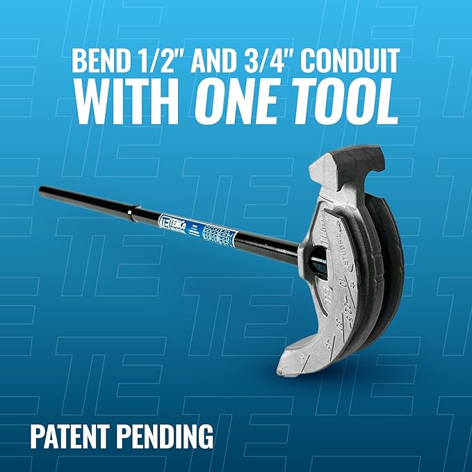 TEMCo 2 in 1 Dual Shoe Conduit Bender - 1/2" & 3/4" EMT, 1/2" Rigid - 2 Benders in 1 Tool