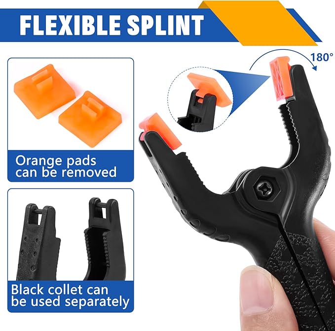 12 Pack Plastic Spring Clamps Set, 3 Sizes of Spring Clips 3.5 Inch, 4.5 Inch, 6 Inch Set, Black Heavy Duty Clips, Backdrop Clips, Woodworking Clamps, Plastic Clamps for Woodworking,Photography