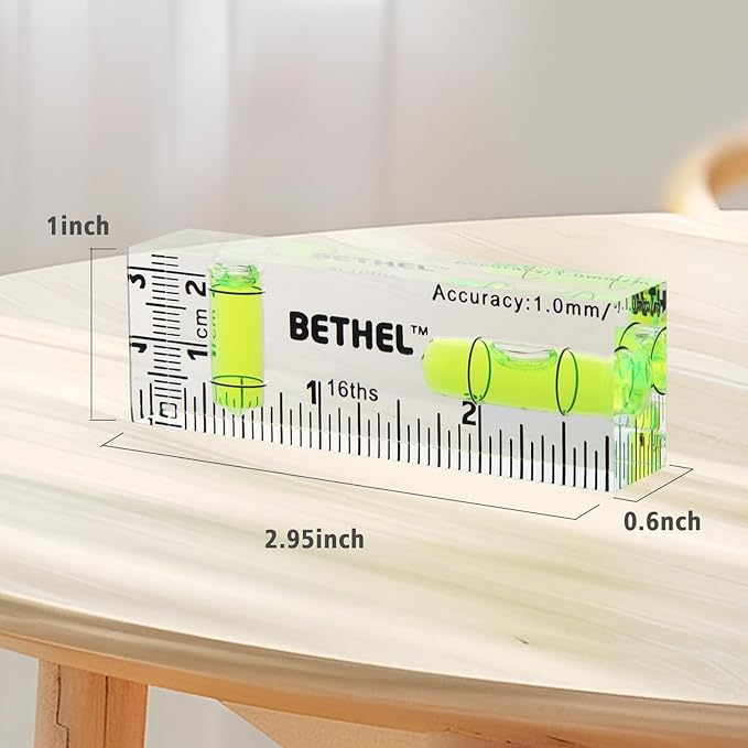 BETHEL Mini Bubble Level - 90°/180° Dual Direction Spirit Level with Shatterproof Design, High Accuracy for Picture Hanging, DIY, Carpentry - Ultra-Compact 75x25x15mm Pocket Leveling Tool